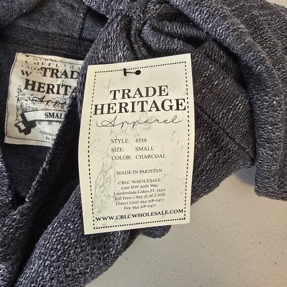 Trade Heritage Hooded Sweatshirt Women's S Charcoal Raw Hems Pullover NWT - Picture 5 of 16